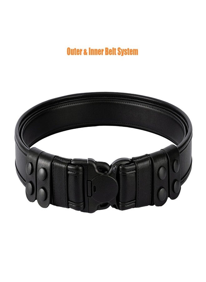 TACNEX 2" Duty Belt w/Hook Lining 4 Keepers 1.5" Reversible Inner Belt for Police Correctional Officer Security Plain Black L - Image 2